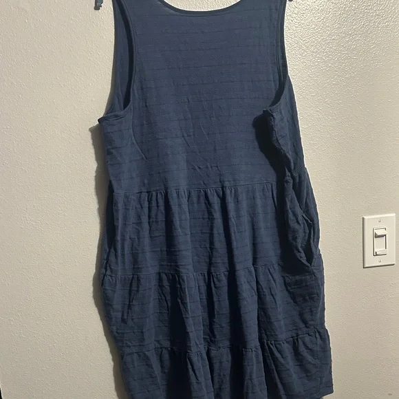 Sonoma Navy Button-Front Tiered Midi Dress - Picture 10 of 11